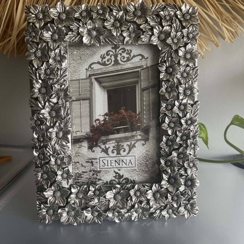 Romanticism Floral Picture Photo Frame With Leaves 4 X 6 Ornate Peter Silver